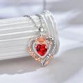 wholesale 925 Sterling Silver Red Crystal Rose Mom Love Forever Heart Pendant Necklaces-0-3