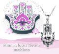 wholesale 925 Sterling Silver Metal Stone Spiritual Jewelry Hamsa Evil Eye Lotus Ankh Eye of Horus Necklace-0-1