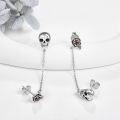 wholesale 925 Sterling Silver Skull & Rose Chain Drop Dangle Stud Earrings for Women-0-2