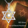 wholesale 925 Sterling Silver Star of David Necklace with Hexagram Charm Pendant for Women Girls  45cm Chain Length-0-4