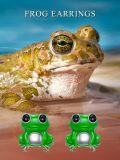 wholesale 925 Sterling Silver Frog Stud Earrings Green and White Design Holiday Gift Idea-0-3