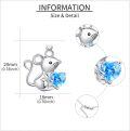 wholesale 925 Sterling Silver Blue Crystal Heart Mouse Pendant Necklace Gifts for Women Dog Lovers-0-3
