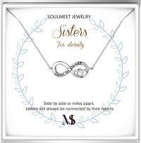 wholesale 925 Sterling Silver Infinity Sister Necklace with Heart Pendant - Hypoallergenic Lead-Free Nickel-Free Gift for Sisters-Infinity