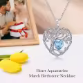 TOUPOP Sterling Silver Aquamarine Tree Of Life Pendant Necklace-0-3