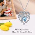 TOUPOP Sterling Silver Aquamarine Tree Of Life Pendant Necklace-0-3