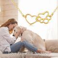 wholesale 14K Gold Heart & Paw Print Charm Necklace - Minimalist s for Her-0-4