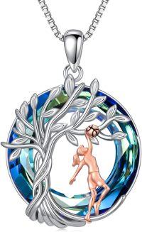 wholesale Sterling Silver Crystal Tree of Life Necklace Sport Music Jewelry Gift for Women-Basketball