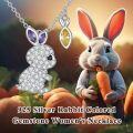 wholesale 925 Sterling Silver Rabbit Shaped Purple and Yellow Stone Pendant Necklace for Women-0-4