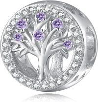 wholesale 925 Sterling Silver Tree of Life Birthstone Charms for Bracelets-06 June - Alexandrite