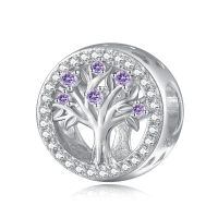 wholesale 925 Sterling Silver Tree of Life Birthstone Charms for Bracelets-06 June - Alexandrite