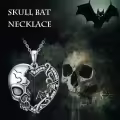 TOUPOP 925 Sterling Silver Heart Skeleton Pendant Necklace-0-4