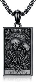 wholesale Gold 925 Sterling Silver The Lovers Tarot Pendant Necklaces for Women Men Gifts-0-6