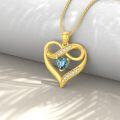 wholesale 14K Gold Blue Topaz and Diamond Infinity Heart Pendant Necklace for Women Gifts-0-1