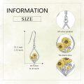 wholesale 925 Sterling Silver Teardrop Sunflower Dangle Earrings with Lever Back Closure-0-3