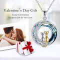 wholesale 925 Sterling Silver Swarovski Crystal Double Cat Pendant Necklace for Women - Tree of Life Design with Star Charm and Chain (Black & Gold)-0-1