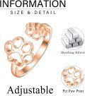 wholesale 925 Sterling Silver Pet Paw Print Adjustable Open Band Ring for Women-0-5