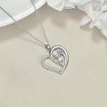 wholesale S925 Sterling Silver Cubic Zirconia Mother Son Necklace, Hypoallergenic Nickel-Free 18 Chain, Heart Pendant Gift for Mom-0-3