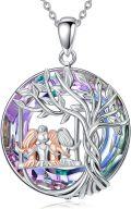 wholesale 925 Sterling Silver & Purple Crystal Tree of Life Sister Necklace, 18\ Rolo Chain, Best Friend Gift for Women-0-0