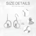 wholesale 925 Sterling Silver Monkey in Heart Drop Earrings - Cute Animal Charm Gift for Her-0-3