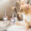 wholesale 925 Sterling Silver Heart-Shaped Kitty Bowknot Huggie Hoop Earrings Wholesale Gift for Girls and Women-0-4