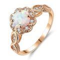 TOUPOP Sterling Silver Gold Plated Opal Moissanite Women's Ring Size 6-9-0-0