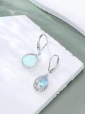 wholesale 925 Sterling Silver Teardrop Blue Opal Swirls Filigree Leverback Earrings-0-2