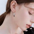 wholesale 925 Sterling Silver Celtic Trinity Knot Drop Earrings With Black Onyx Stones-0-1