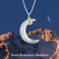 TOUPOP Sterling Silver Citrine Moon Pendant Necklace-0-2