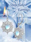 wholesale TOUPOP Christmas Snowflake Earrings Sterling Silver Moonstone Earrings For Women Jewelry Snowflake Dangle Drop Earring For Girlfriend Holiday Christmas Birthday Mothers Jewelry Gifts -0-1