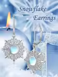 TOUPOP Sterling Silver Moonstone Christmas Snowflake Dangle Earrings-0-1
