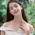 wholesale Rose Gold 925 Sterling Silver Red Crystal Heart Pendant Necklace for Women Romantic Gift Jewelry-0-5