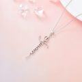 wholesale 925 Sterling Silver Pink Ribbon Survivor Cross Pendant Necklace-0-2