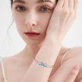 wholesale 925 Sterling Silver Blue Opal Wave & Whale Charm Bracelet for Women-0-1