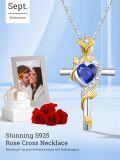 wholesale Sterling Silver Rose Cross Pendant Necklace for Women-0-65