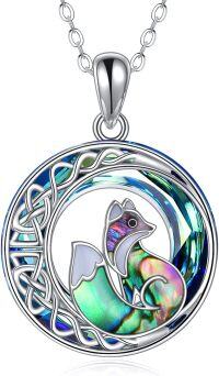 wholesale 925 Sterling Silver Abalone Shell Celtic Knot Moon Fox Pendant Necklace for Women Girls-fox