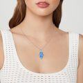 wholesale 925 Sterling Silver Blue Opal Tree of Life Hamsa Hand Pendant Necklace-0-4
