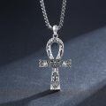 wholesale 925 Sterling Silver Oxidized Egyptian Ankh Cross Scarab Pendant Necklace-0-3