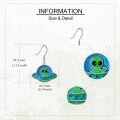 wholesale 925 Sterling Silver UFO Alien Dangle Earrings - Space Themed Jewellery Gift for Her Him-0-2