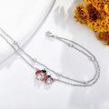 wholesale 925 Sterling Silver Red Enamel Ladybug Charm Bracelet for Women Girls  6-8inch-0-3
