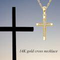 wholesale 14K Solid Gold Cross Pendant Necklace with Zircon for Women, Faith Love Salvation Gift, 0.87g 16-18 Adjustable Chain, Hypoallergenic, No Nickel Lead Cadmium, Birthday Anniversary Present-0-4