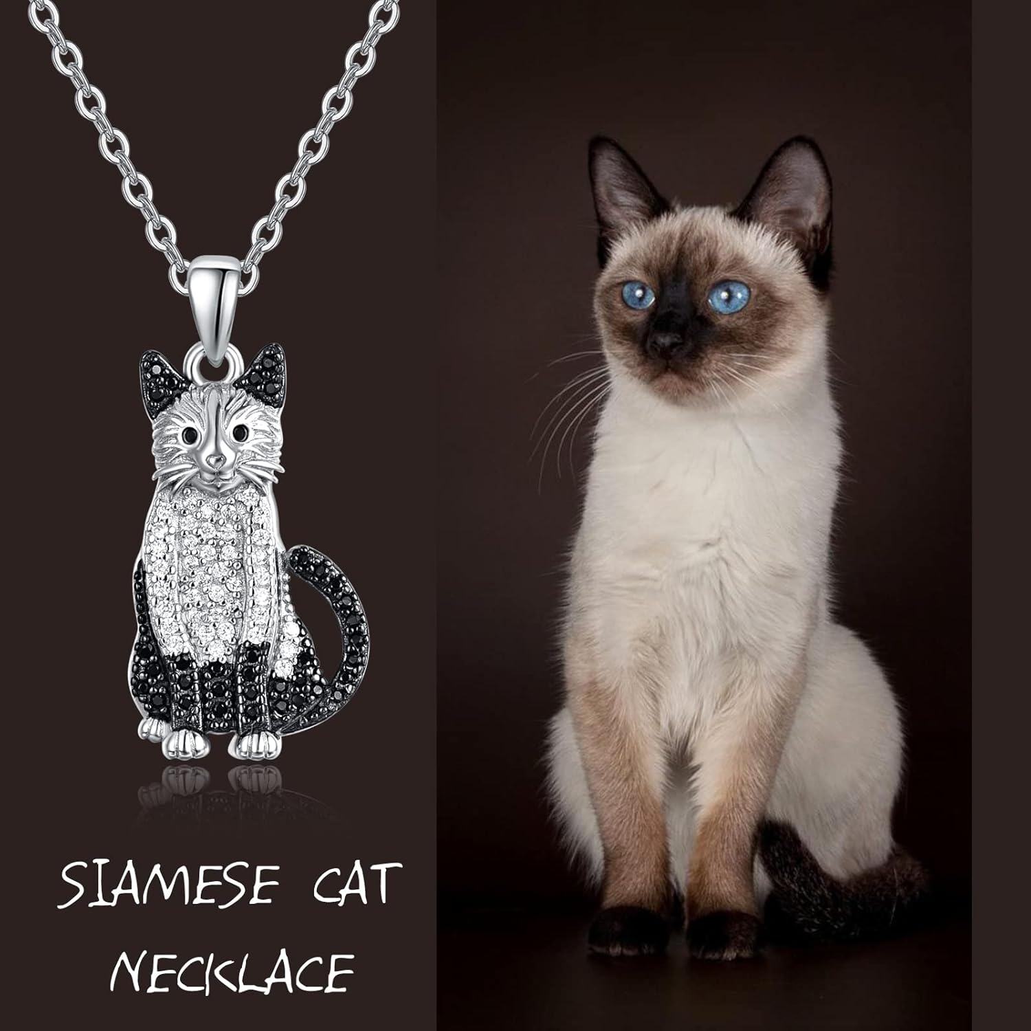 Sterling Silver Cat Pendant Necklace for Women-0-6