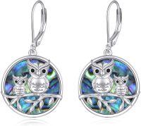 wholesale 925 Sterling Silver Owl Dangle Earrings-Owl-3