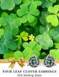 wholesale 925 Sterling Silver Green Enamel Shamrock Stud Earrings with Celtic Knot Design-0-5