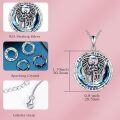 wholesale 925 Sterling Silver Saint Michael Pendant Necklaces with Blue Crystal and Cubic Zirconia Protection s for Women Men-0-5