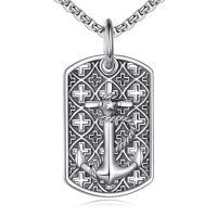 wholesale 925 Sterling Silver Nautical Anchor & Rope Design Dog Tag Pendant Necklace for Men Women-Anchor