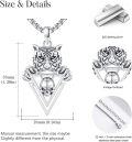 wholesale 925 Sterling Silver Tiger Skull Triangle Pendant Necklace-0-5