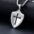 wholesale 925 Sterling Silver  Knight's Templar Cross Joshua 1:9 Shield Pendant Necklace-0-1