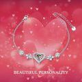 wholesale 925 Sterling Silver Heart Bracelet with Cubic Zirconia - Custom Photo Projection Memorial Gift for Mother Daughter Lover - Adjustable 6+2 Chain, 12mm Heart & 8mm Flower Charm - Elegant Gift Box for Valentine's Christmas Birthday-0-4