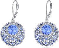wholesale 925 Sterling Silver Celtic Teardrop Filigree Earrings Jewelry Gifts for Women-Blue Stone Filigree Earrings