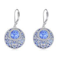 wholesale 925 Sterling Silver Celtic Teardrop Filigree Earrings Jewelry Gifts for Women-Blue Stone Filigree Earrings